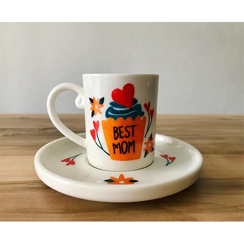 Anneler Gününe Özel El Yapımı Porselen Kahve Fincanı  